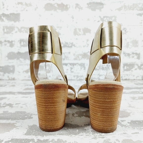 Rachel Zoe Gold Big Buckle Details Ankle Strap Heeled Sandals M135 - Picture 6 of 13